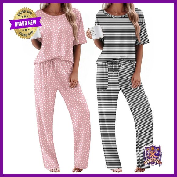 Ultra Soft 2-Pack Pajama Set with Pockets S-XXL Lounge Sleepwear